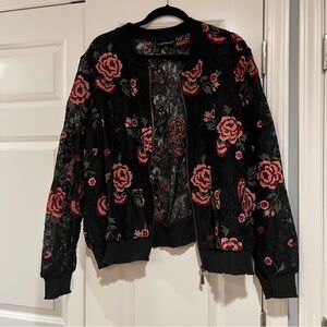 Lane Bryant lace floral bomber jacket